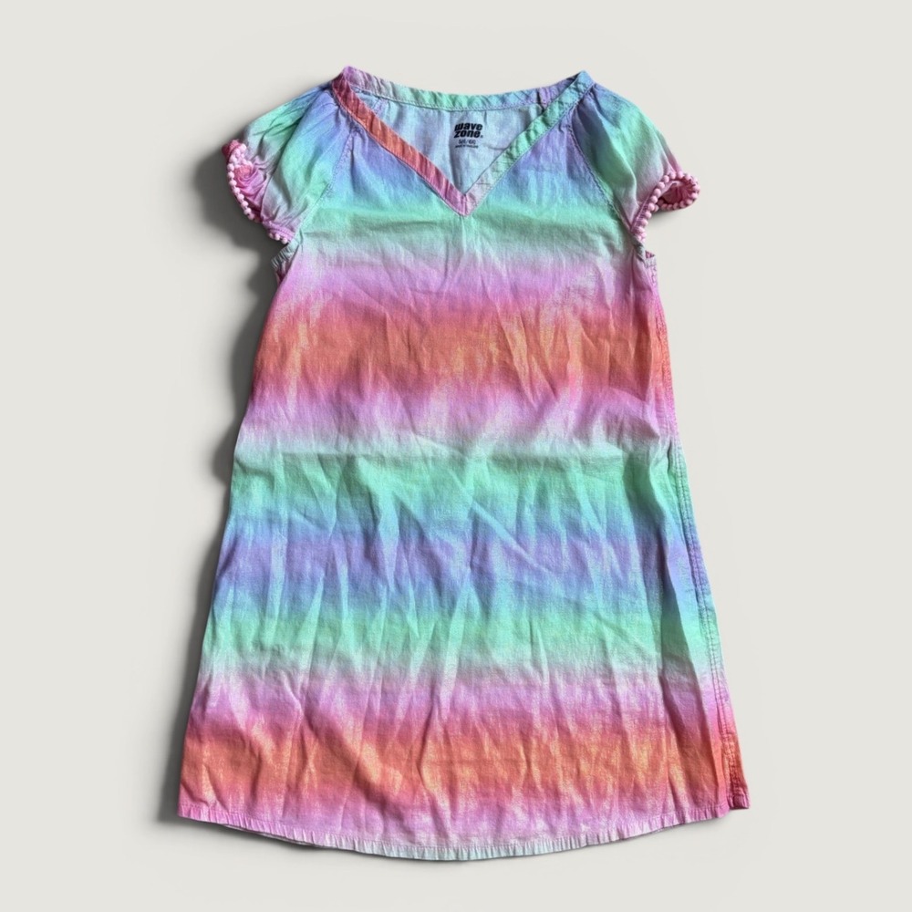 Girls Wave Zone Size S 6 6X Rainbow Ombré Swim Coverup / Mermaidcore